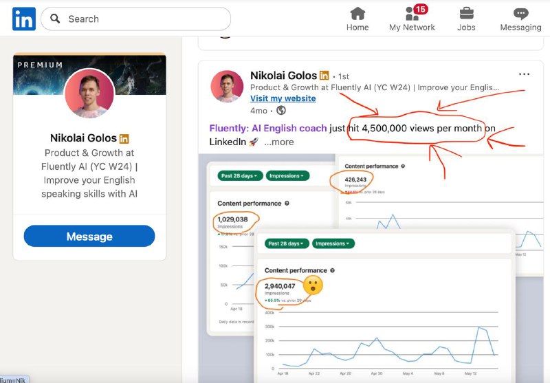 36 миллионов просмотров в LinkedIn за 6 месяцев, используя AI-инструменты! 🔥